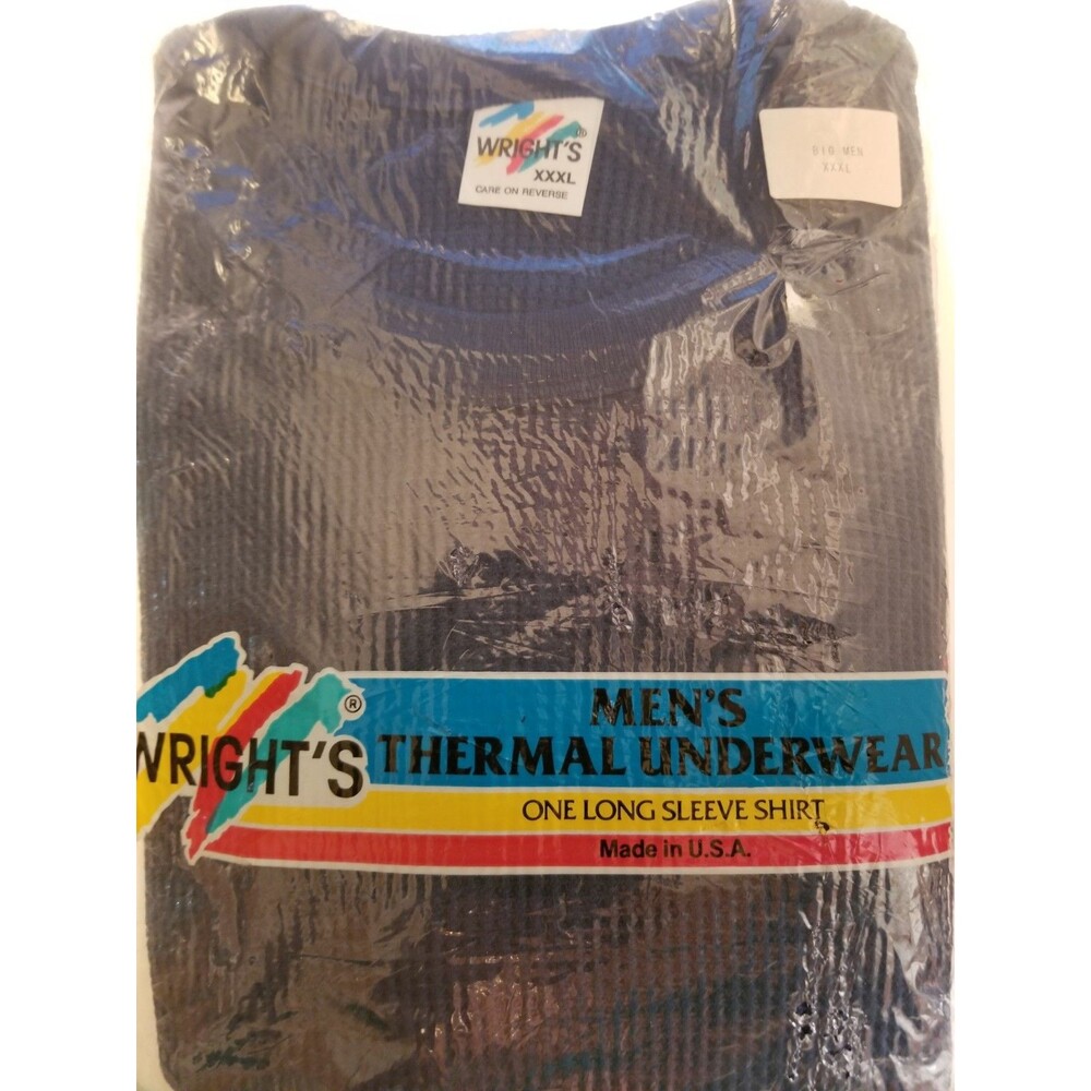 Vintage Wright's Men's Thermal Long Sleeve Shirt NOS Navy Blue Size XXXL